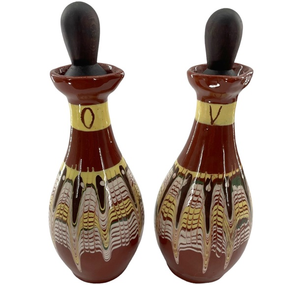 Bohemian Oil & Vingar Caddy w/Salt & Pepper Shakers with Drip Glaze NWOT - Picture 10 of 12